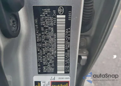 2017 Toyota Camry Xse from USA, damaged, VIN 4T1BK1FKXHU581685